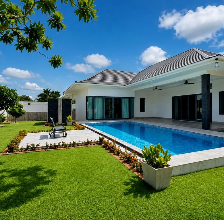 Pet-Friendly Corner Pool Villa for Rent with Large Private Garden