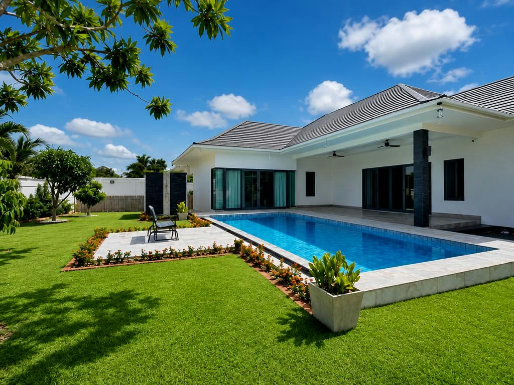 Pet-Friendly Corner Pool Villa for Rent with Large Private Garden